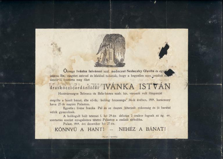 Death report of Ivánka István